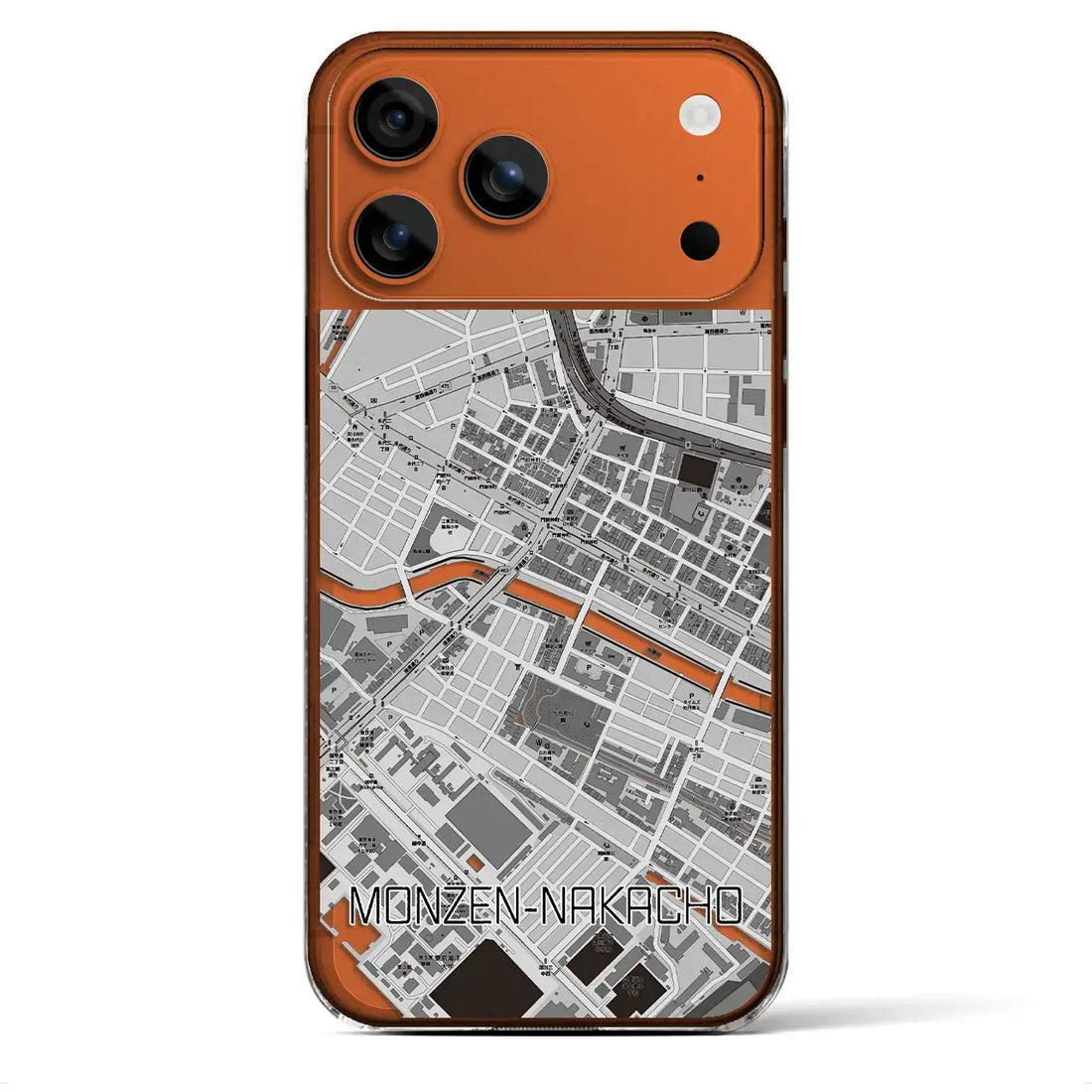 【門前仲町(東京都)】地図柄iPhoneケース(クリアタイプ)