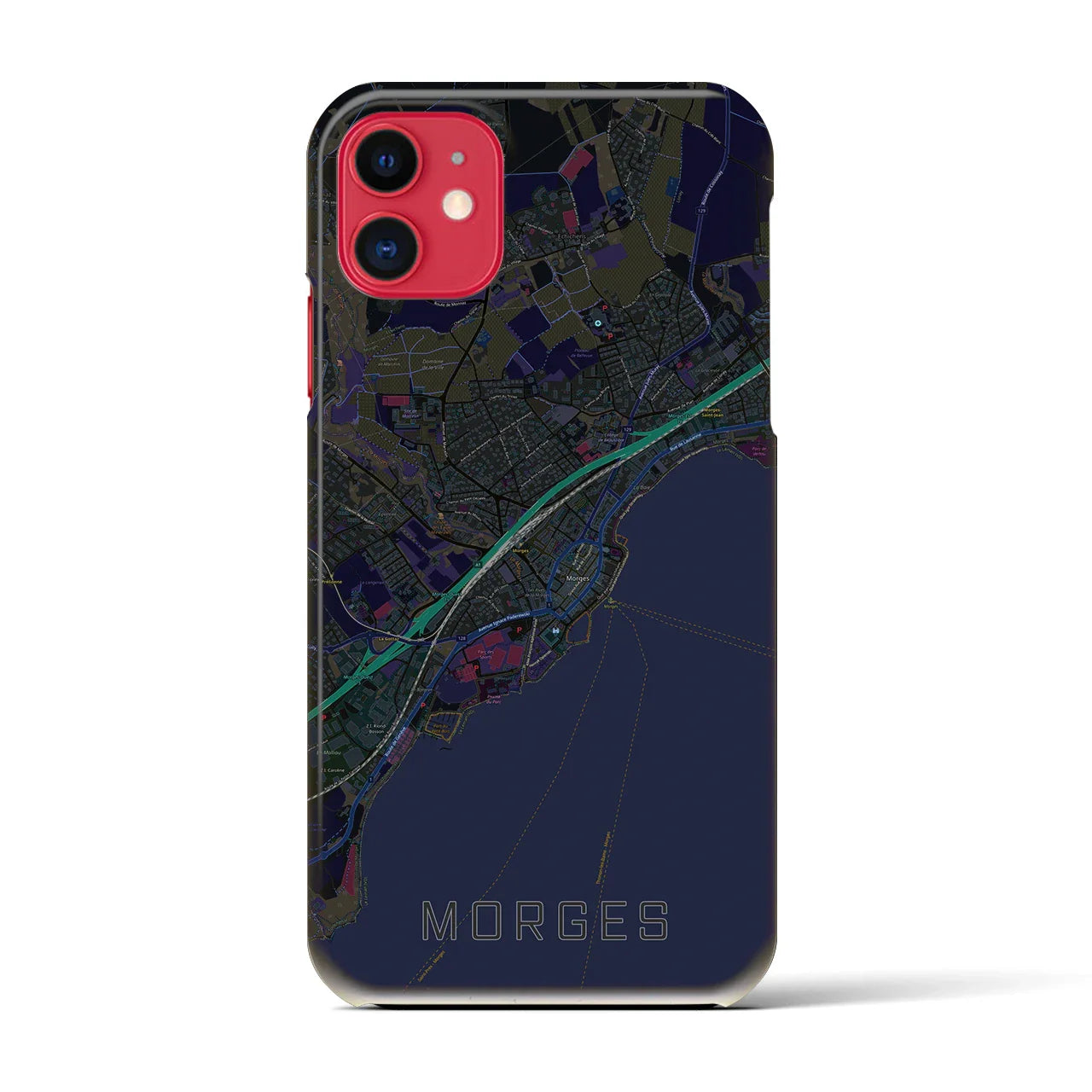 【モルジュ(スイス)】地図柄iPhoneケース(バックカバータイプ)