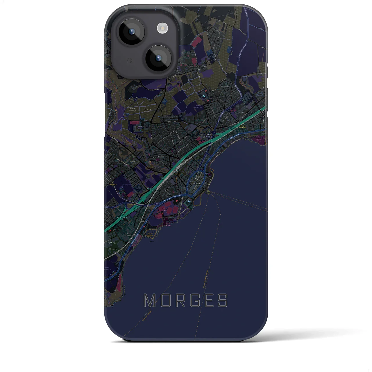 【モルジュ(スイス)】地図柄iPhoneケース(バックカバータイプ)