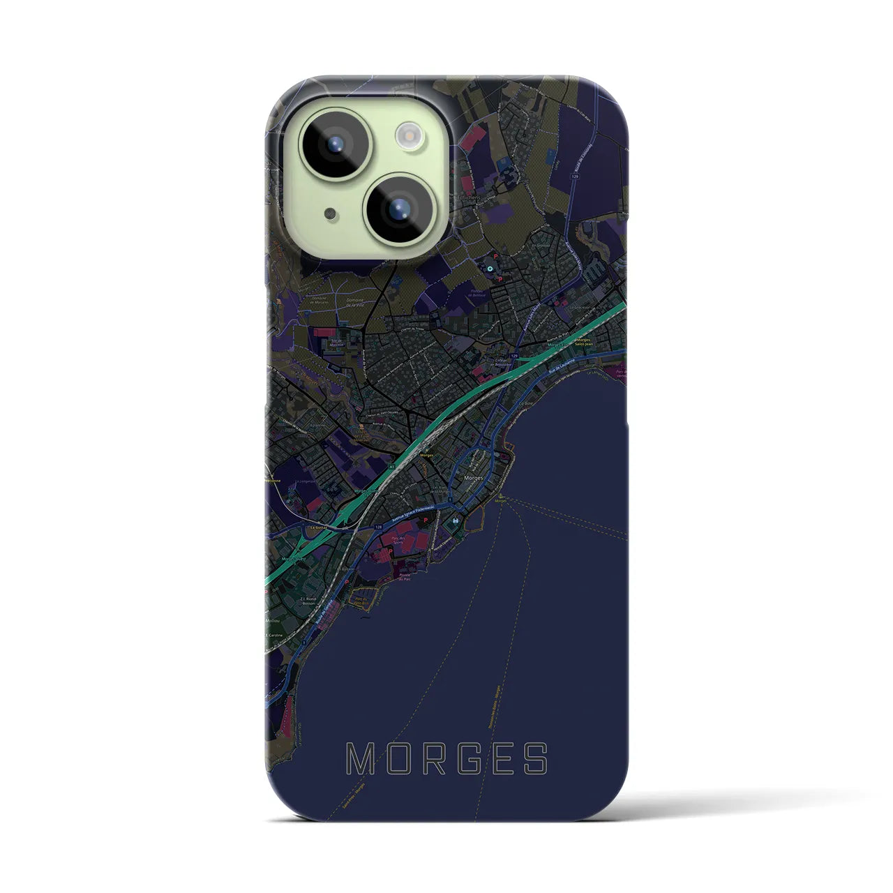 【モルジュ(スイス)】地図柄iPhoneケース(バックカバータイプ)