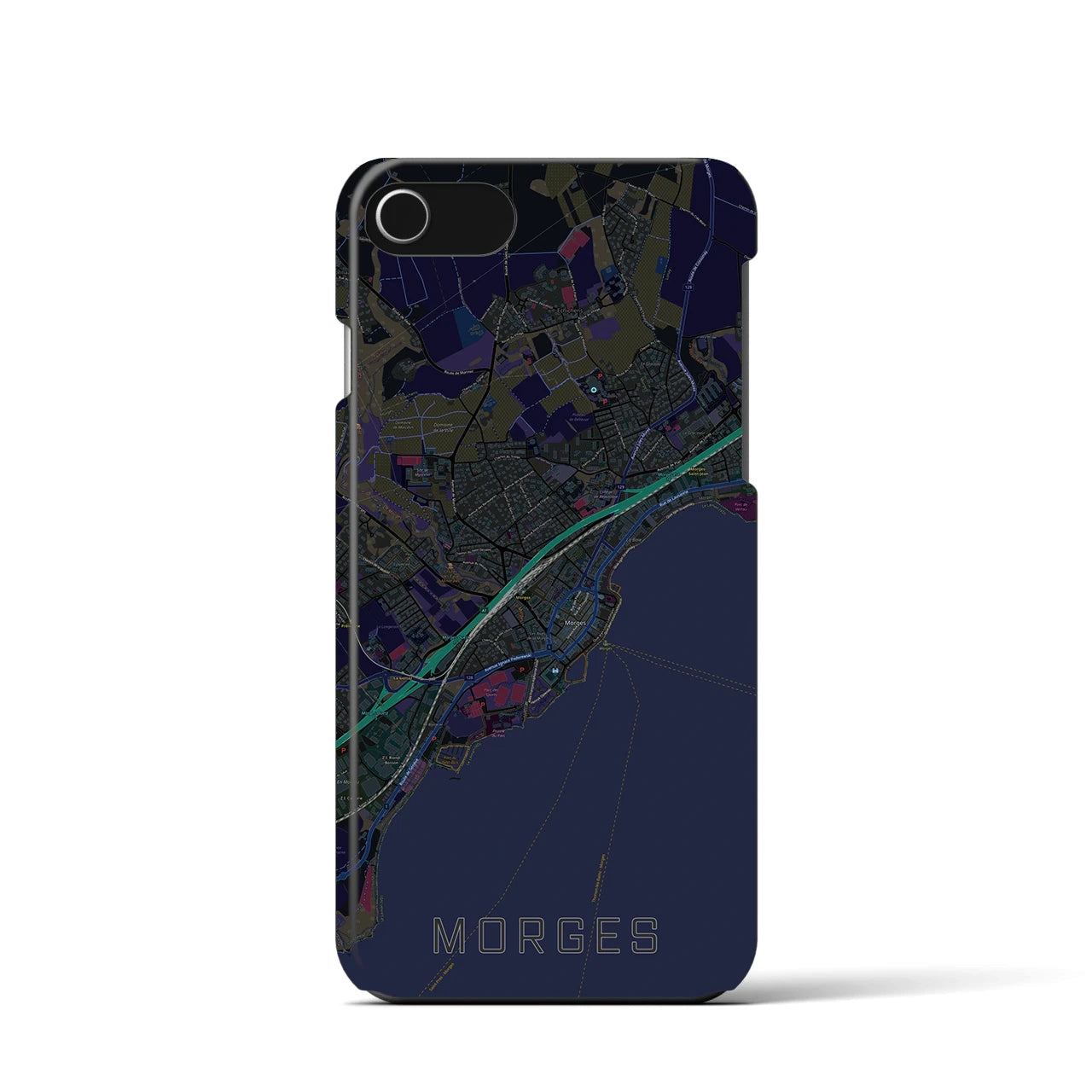 【モルジュ(スイス)】地図柄iPhoneケース(バックカバータイプ)