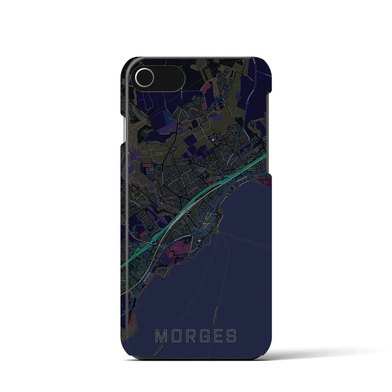 【モルジュ(スイス)】地図柄iPhoneケース(バックカバータイプ)