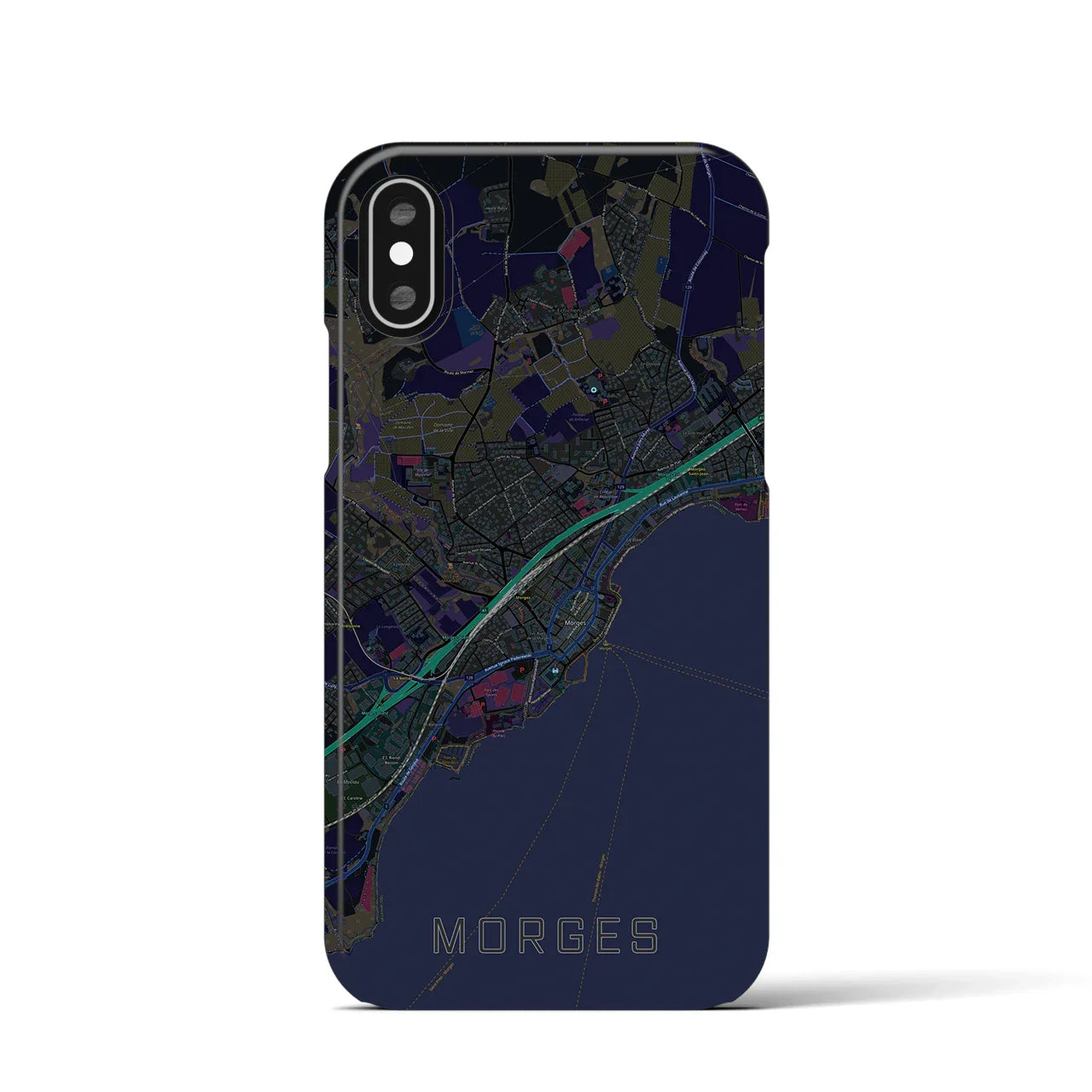 【モルジュ(スイス)】地図柄iPhoneケース(バックカバータイプ)