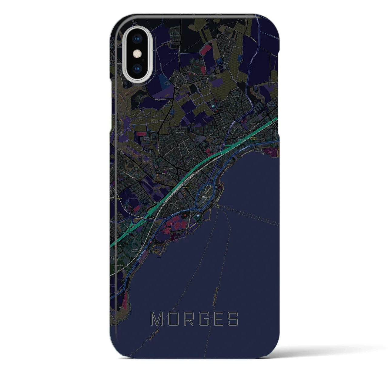 【モルジュ(スイス)】地図柄iPhoneケース(バックカバータイプ)