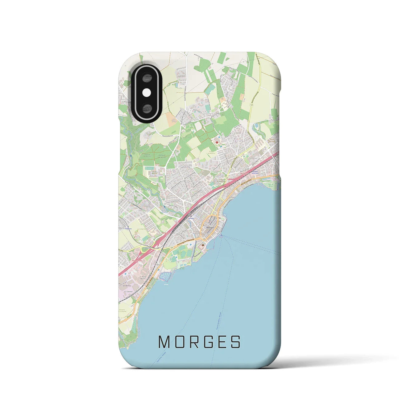 【モルジュ(スイス)】地図柄iPhoneケース(バックカバータイプ)