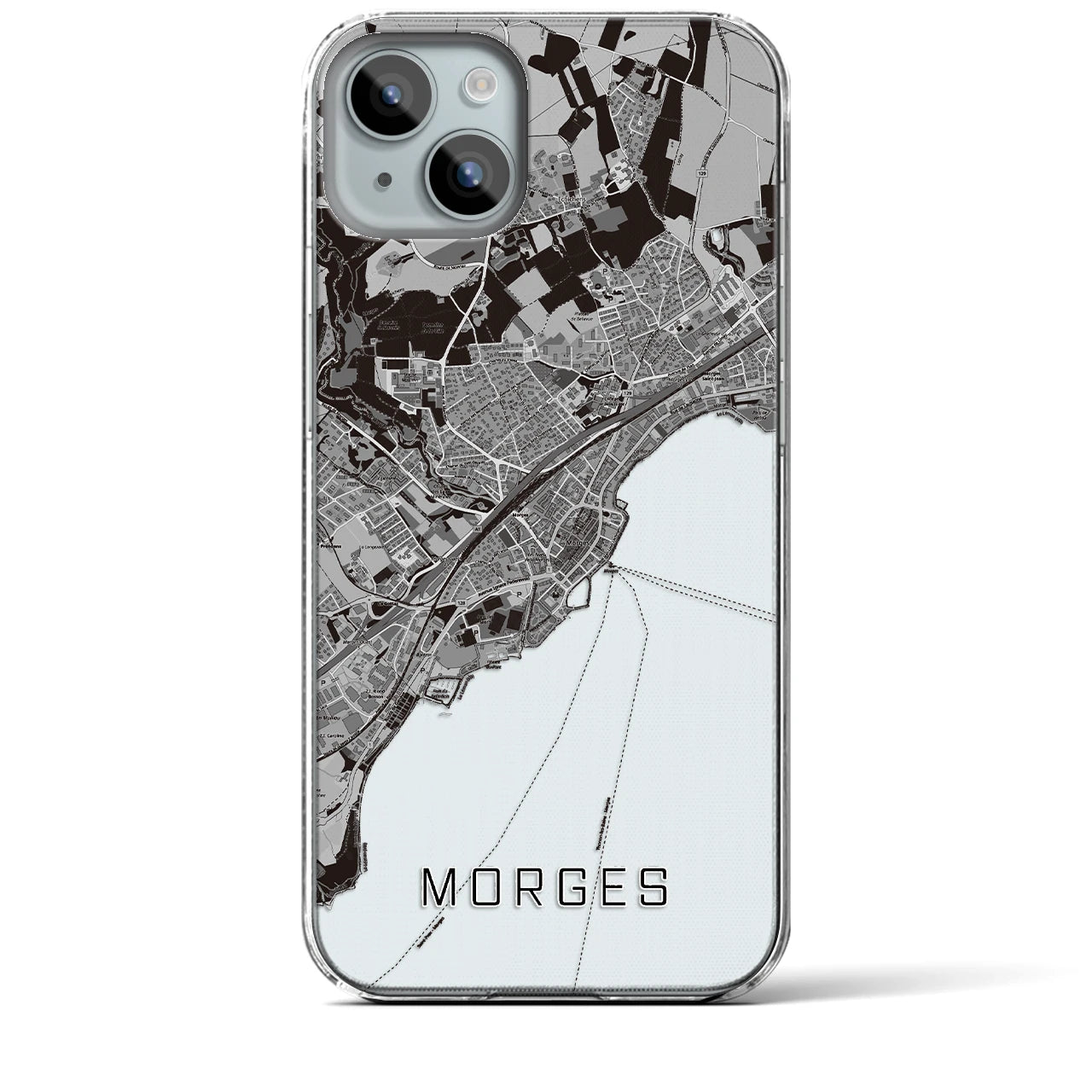 【モルジュ(スイス)】地図柄iPhoneケース(クリアタイプ)