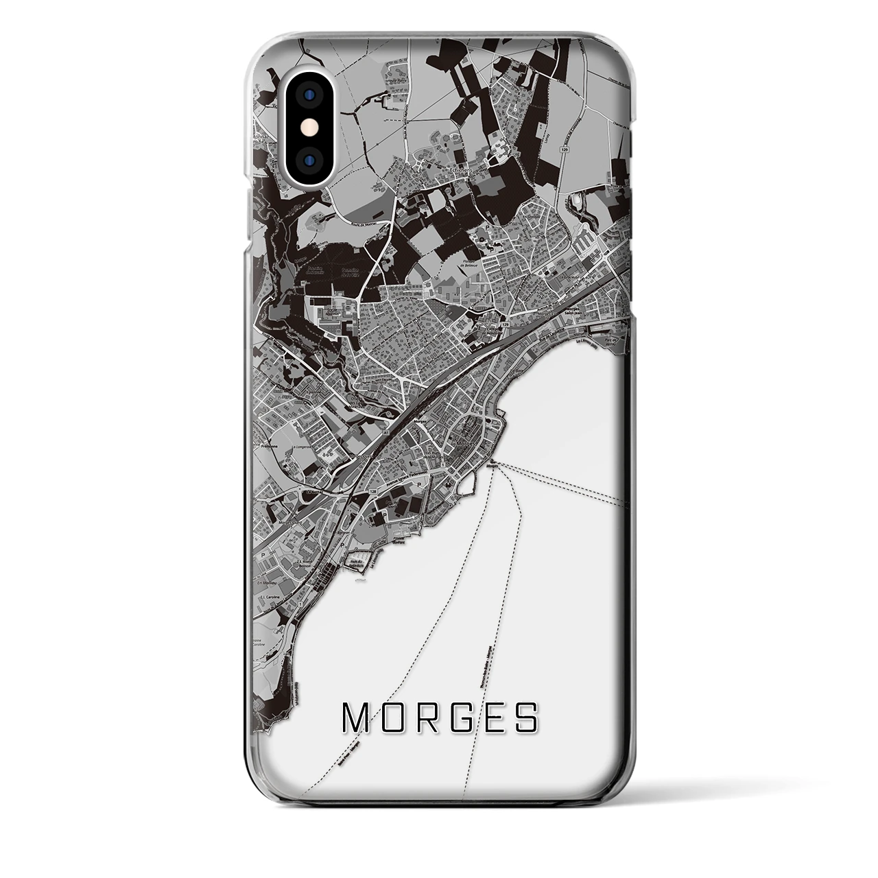 【モルジュ(スイス)】地図柄iPhoneケース(クリアタイプ)