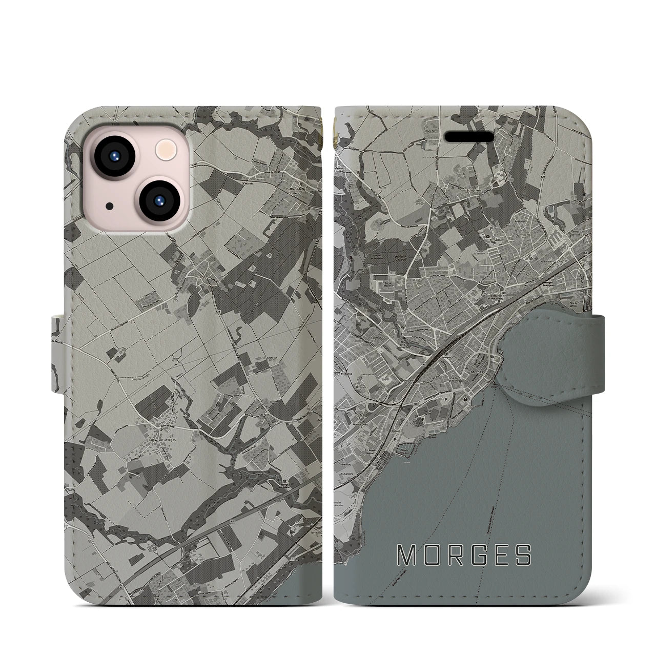 【モルジュ(スイス)】地図柄iPhoneケース(手帳タイプ)