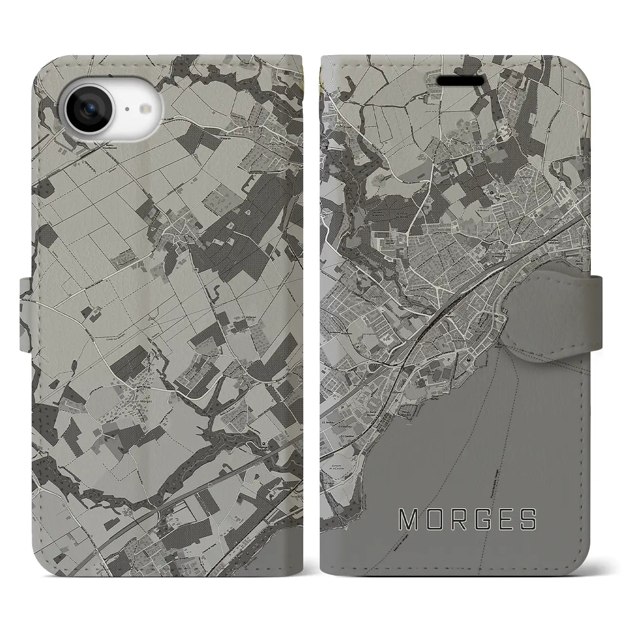 【モルジュ(スイス)】地図柄iPhoneケース(手帳タイプ)