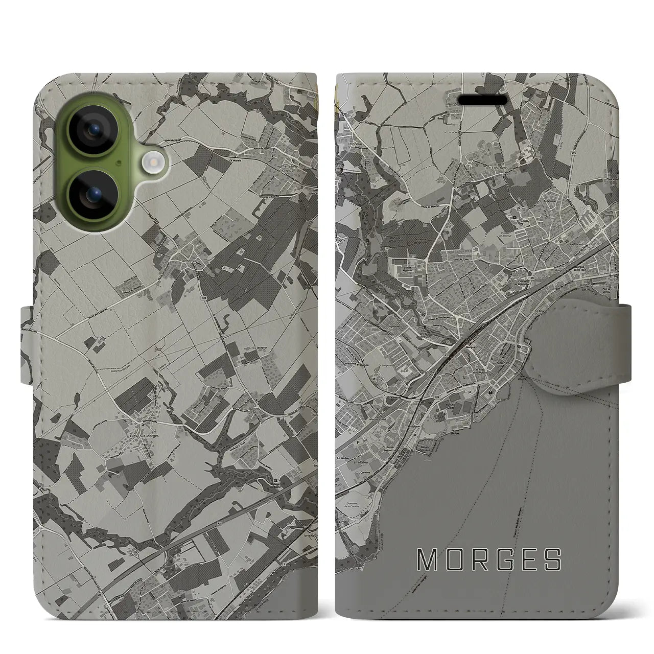 【モルジュ(スイス)】地図柄iPhoneケース(手帳タイプ)