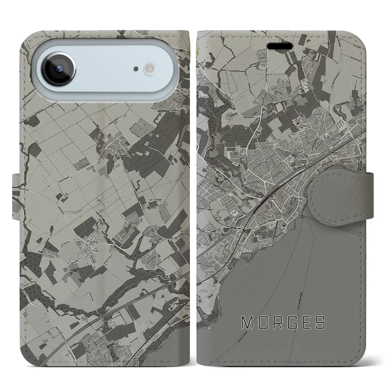 【モルジュ(スイス)】地図柄iPhoneケース(手帳タイプ)