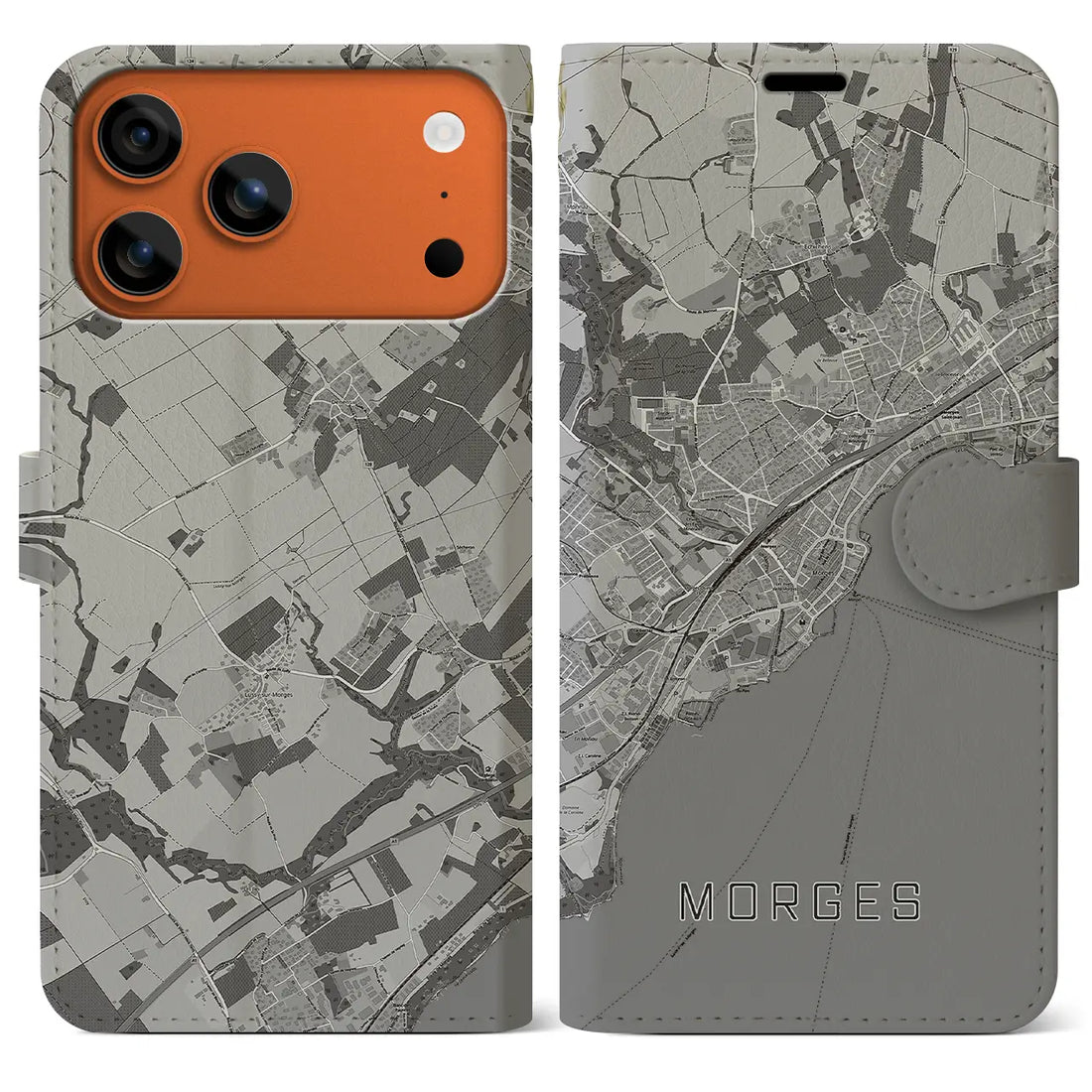 【モルジュ(スイス)】地図柄iPhoneケース(手帳タイプ)