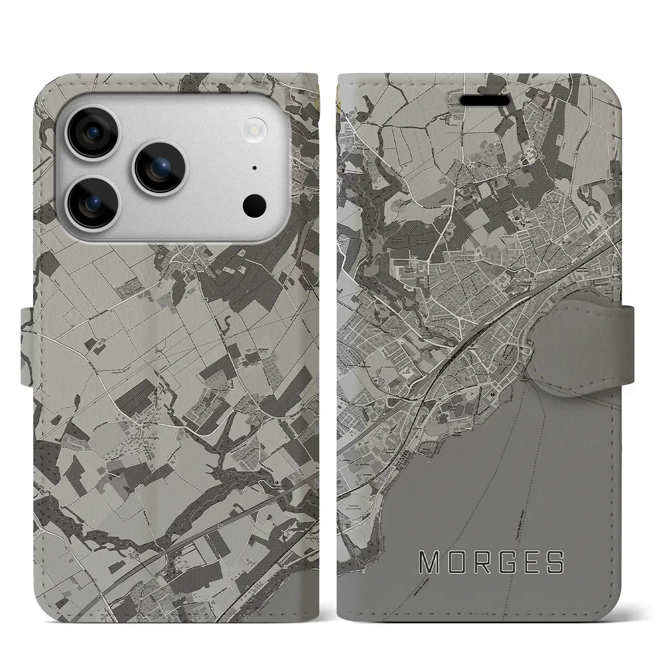 【モルジュ(スイス)】地図柄iPhoneケース(手帳タイプ)
