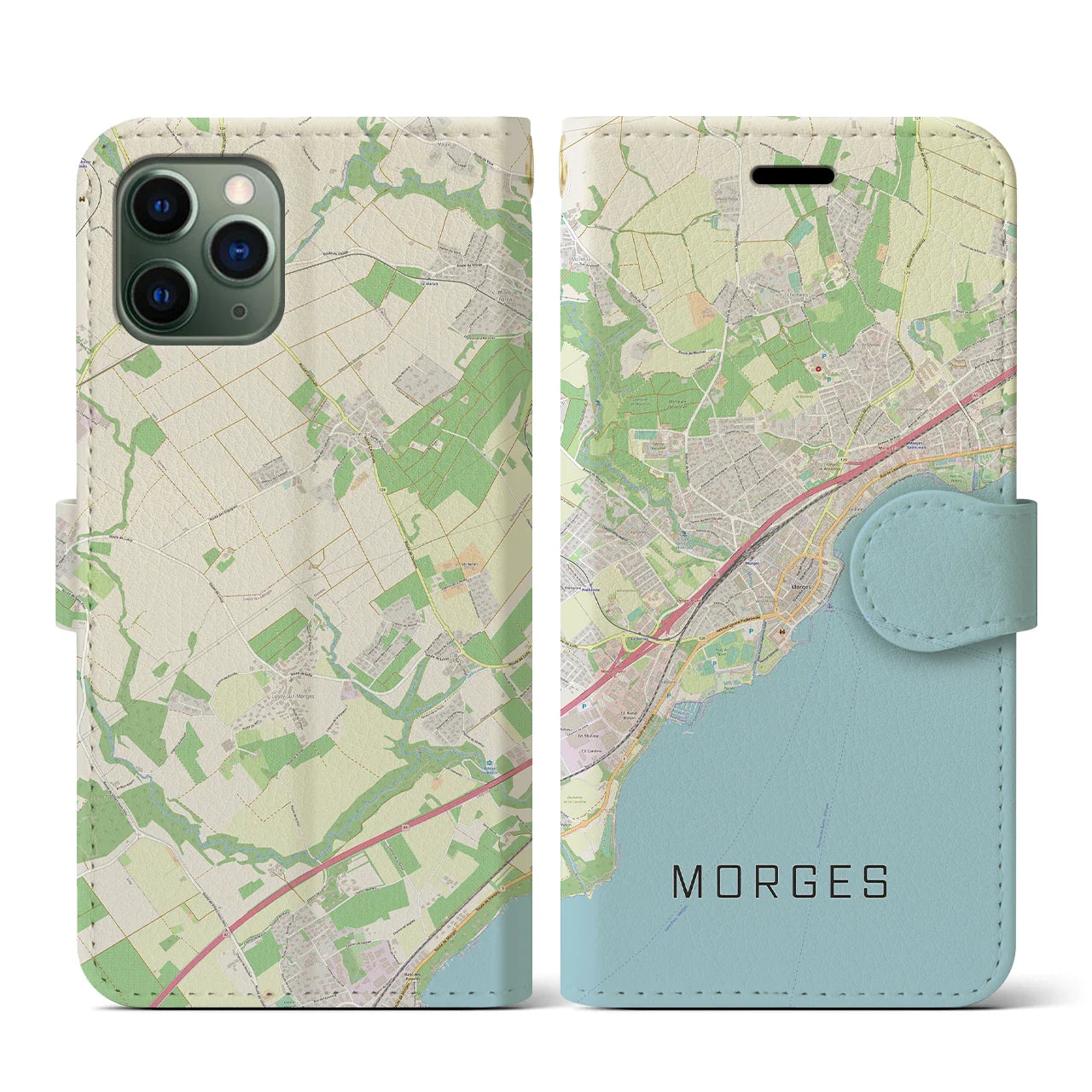 【モルジュ(スイス)】地図柄iPhoneケース(手帳タイプ)ナチュラル・iPhone 11 Pro 用