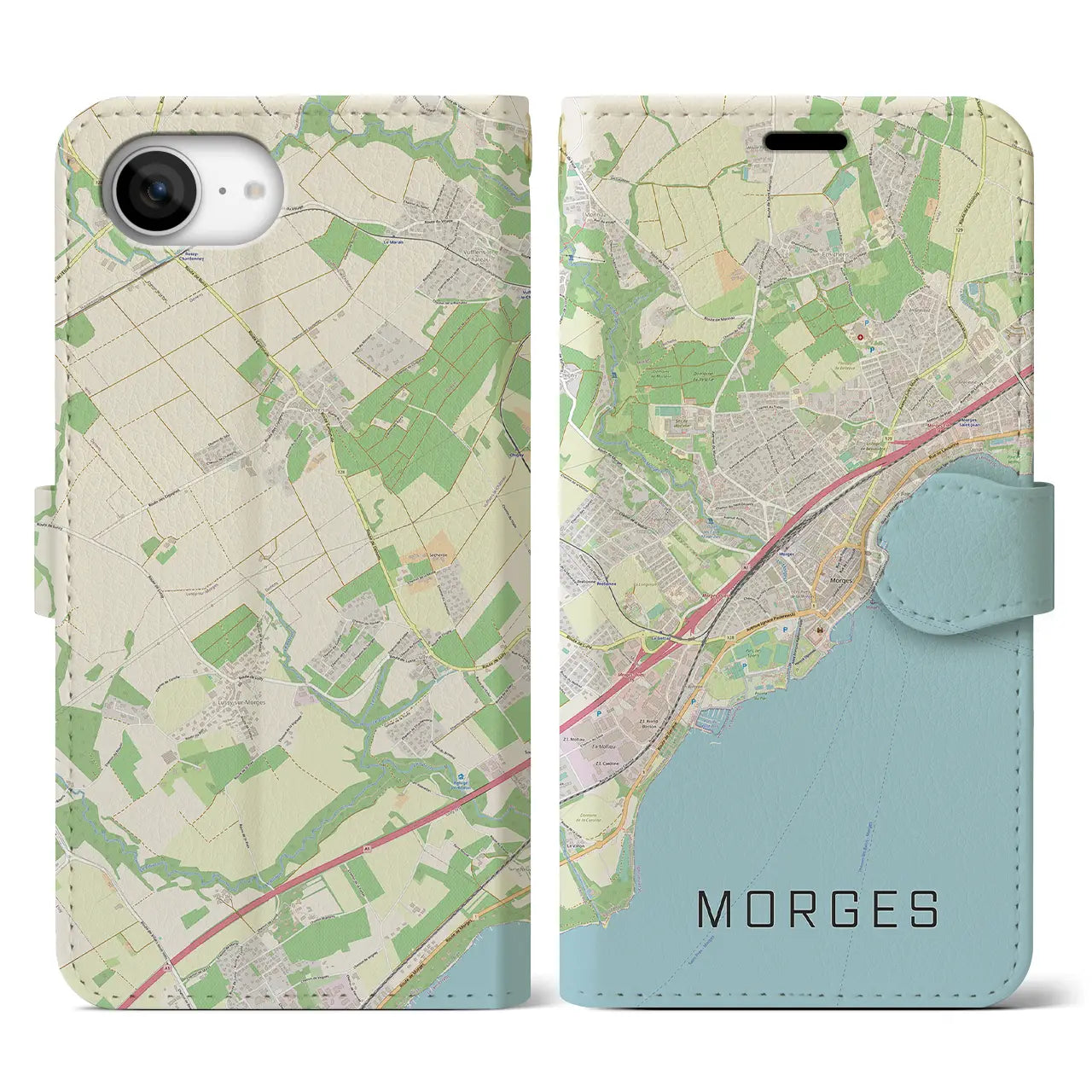 【モルジュ(スイス)】地図柄iPhoneケース(手帳タイプ)