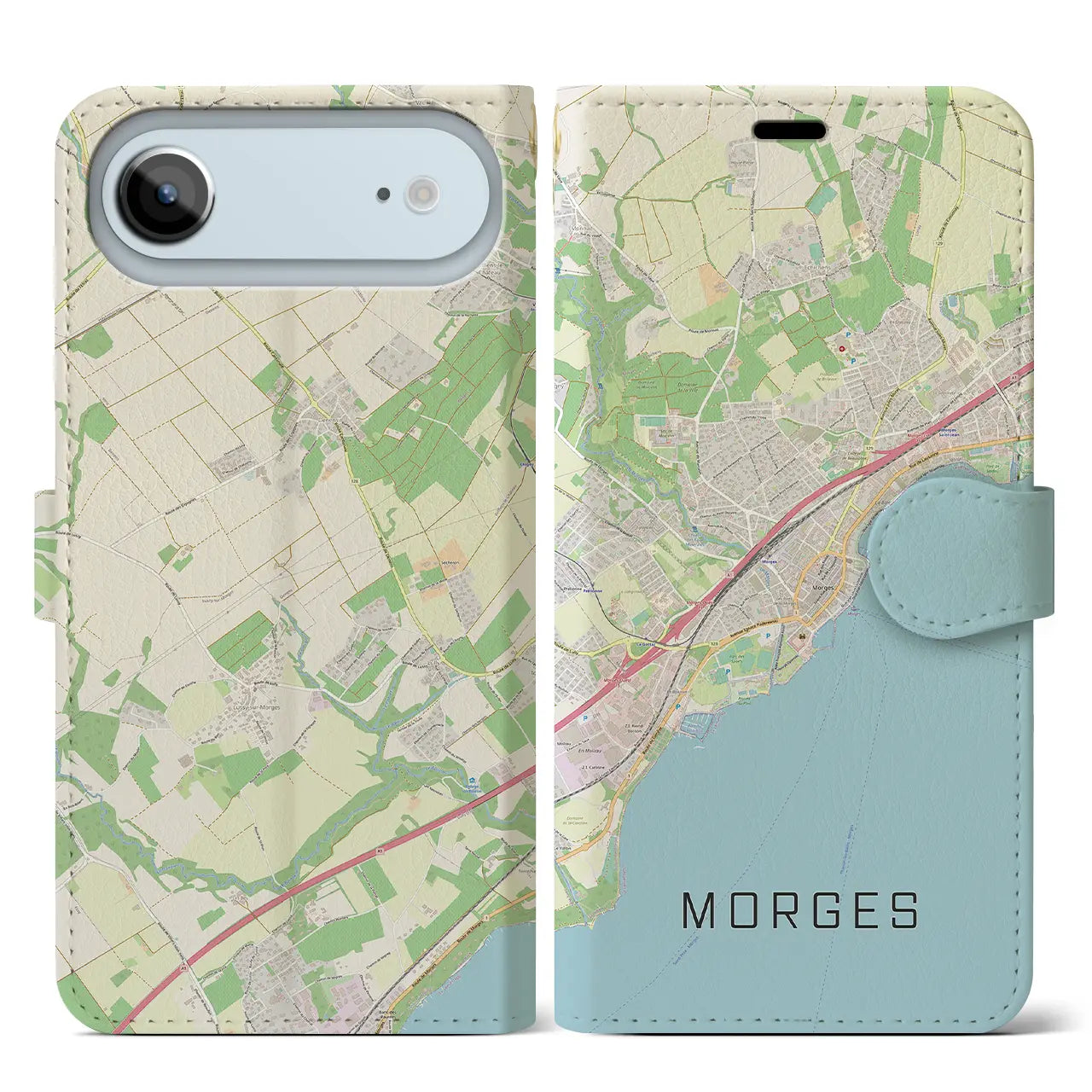 【モルジュ(スイス)】地図柄iPhoneケース(手帳タイプ)