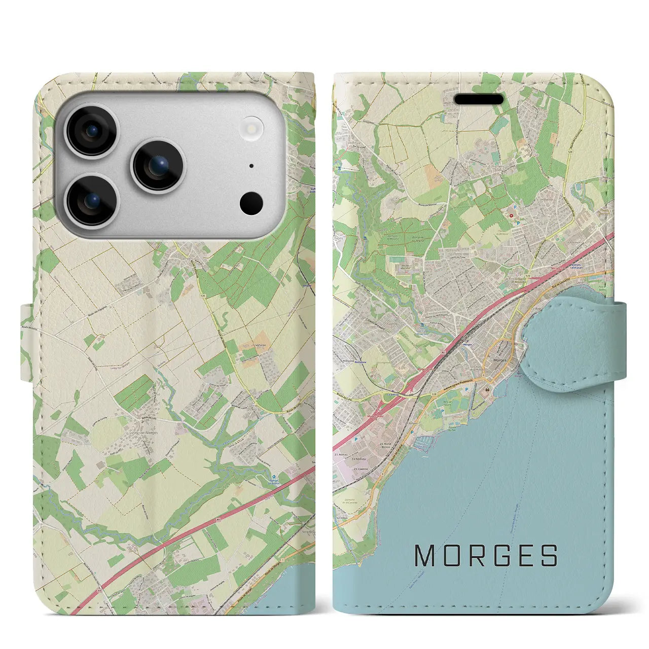 【モルジュ(スイス)】地図柄iPhoneケース(手帳タイプ)