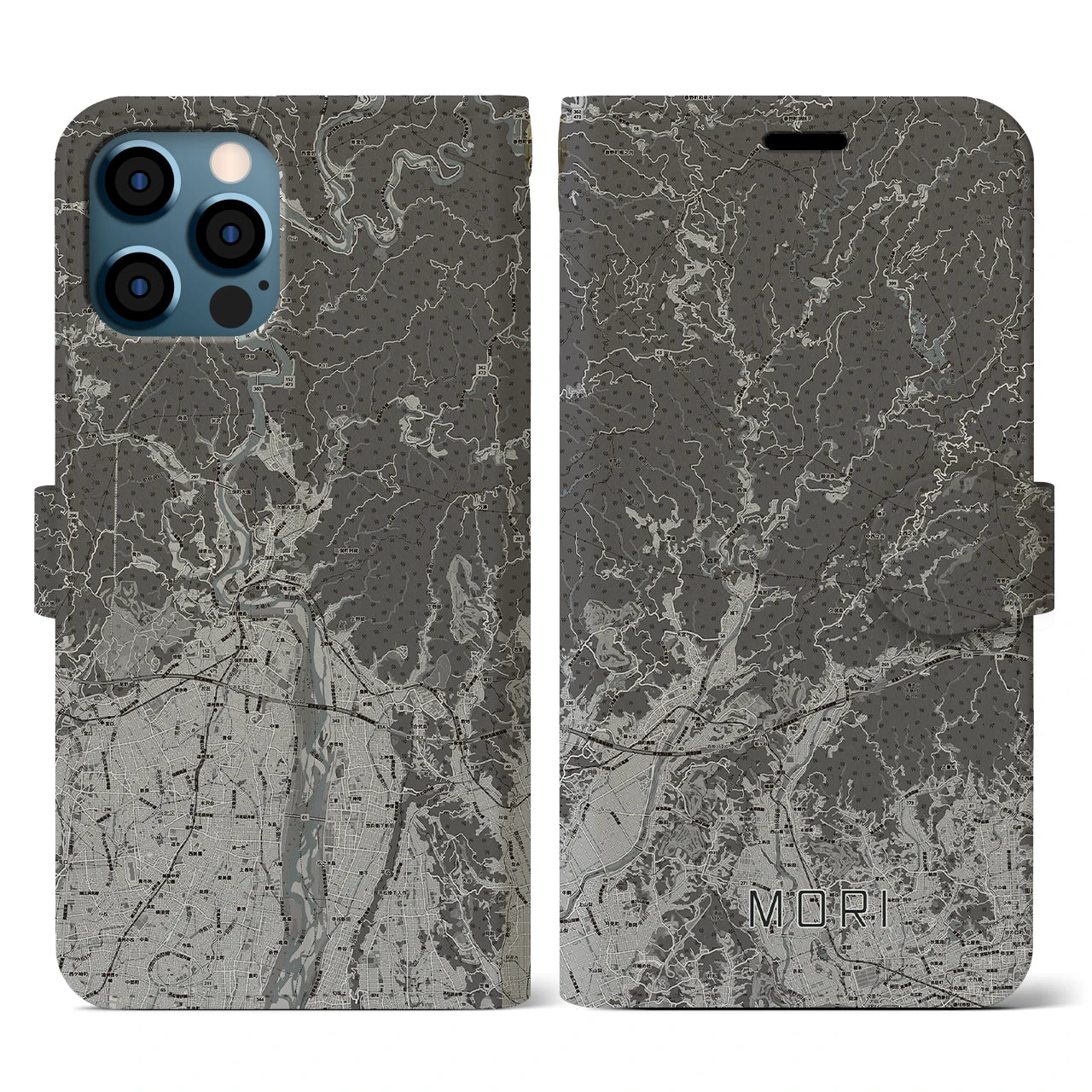 【森(静岡県)】地図柄iPhoneケース(手帳タイプ)