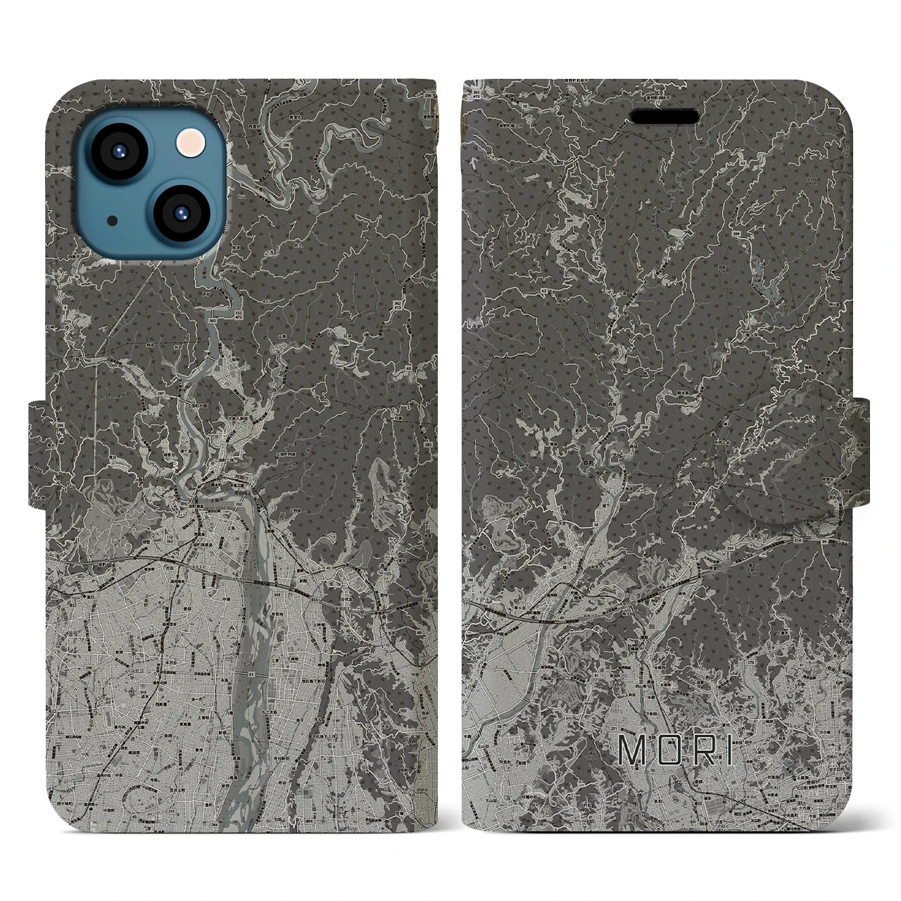 【森(静岡県)】地図柄iPhoneケース(手帳タイプ)