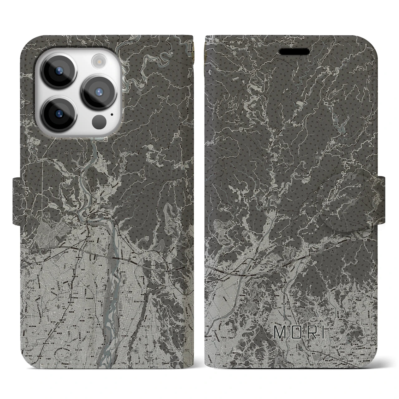 【森(静岡県)】地図柄iPhoneケース(手帳タイプ)