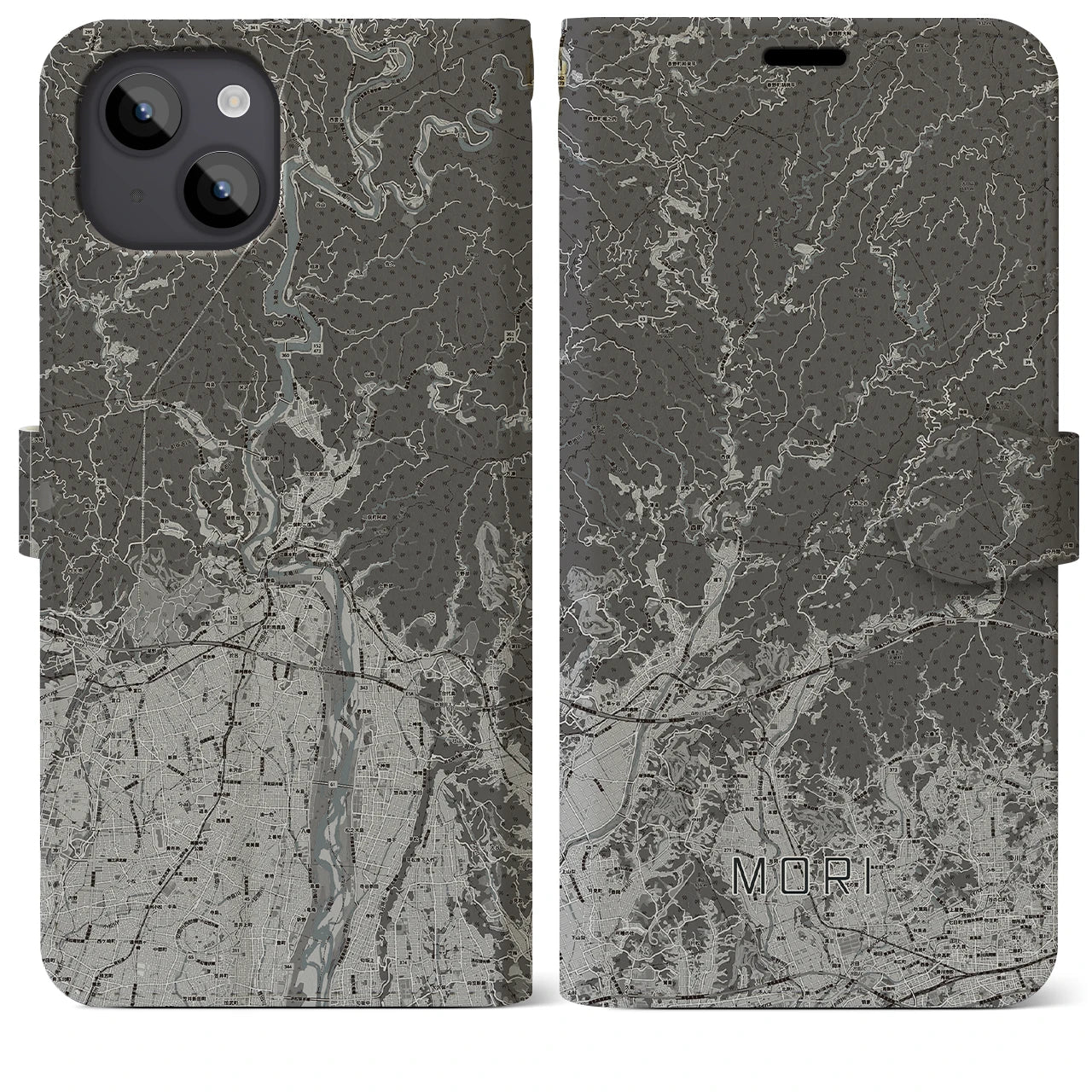 【森(静岡県)】地図柄iPhoneケース(手帳タイプ)