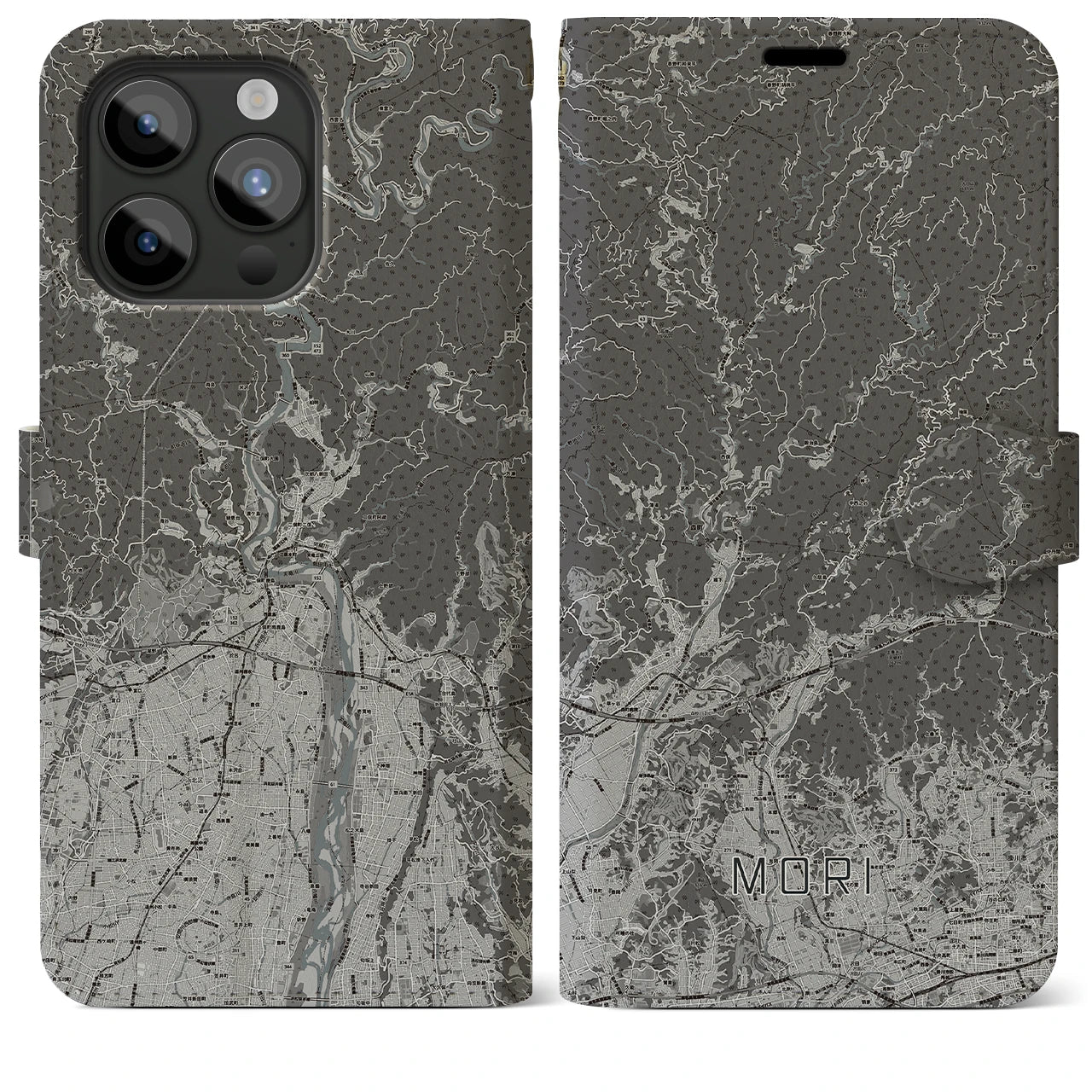 【森(静岡県)】地図柄iPhoneケース(手帳タイプ)