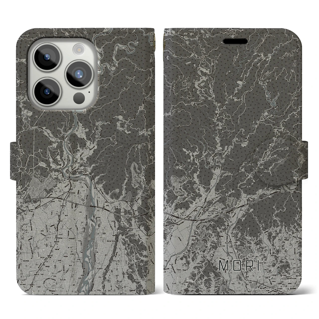 【森(静岡県)】地図柄iPhoneケース(手帳タイプ)