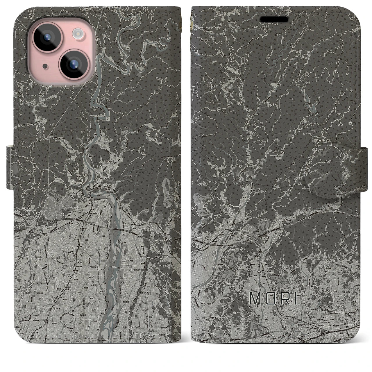 【森(静岡県)】地図柄iPhoneケース(手帳タイプ)