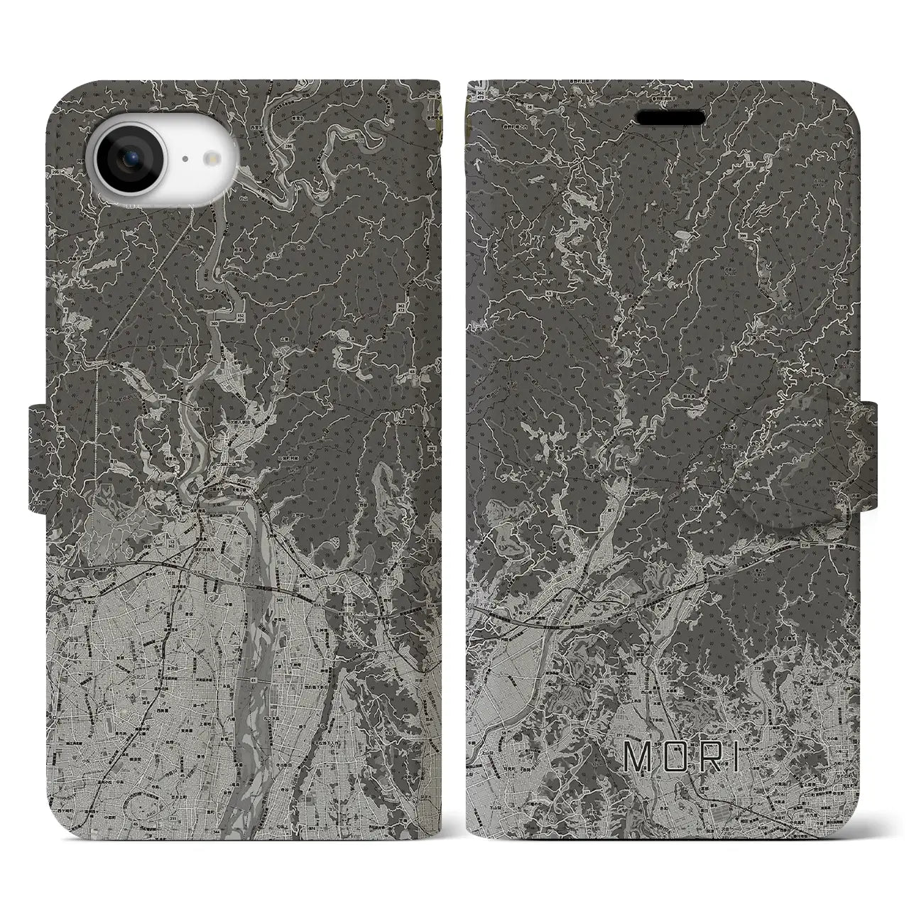 【森(静岡県)】地図柄iPhoneケース(手帳タイプ)