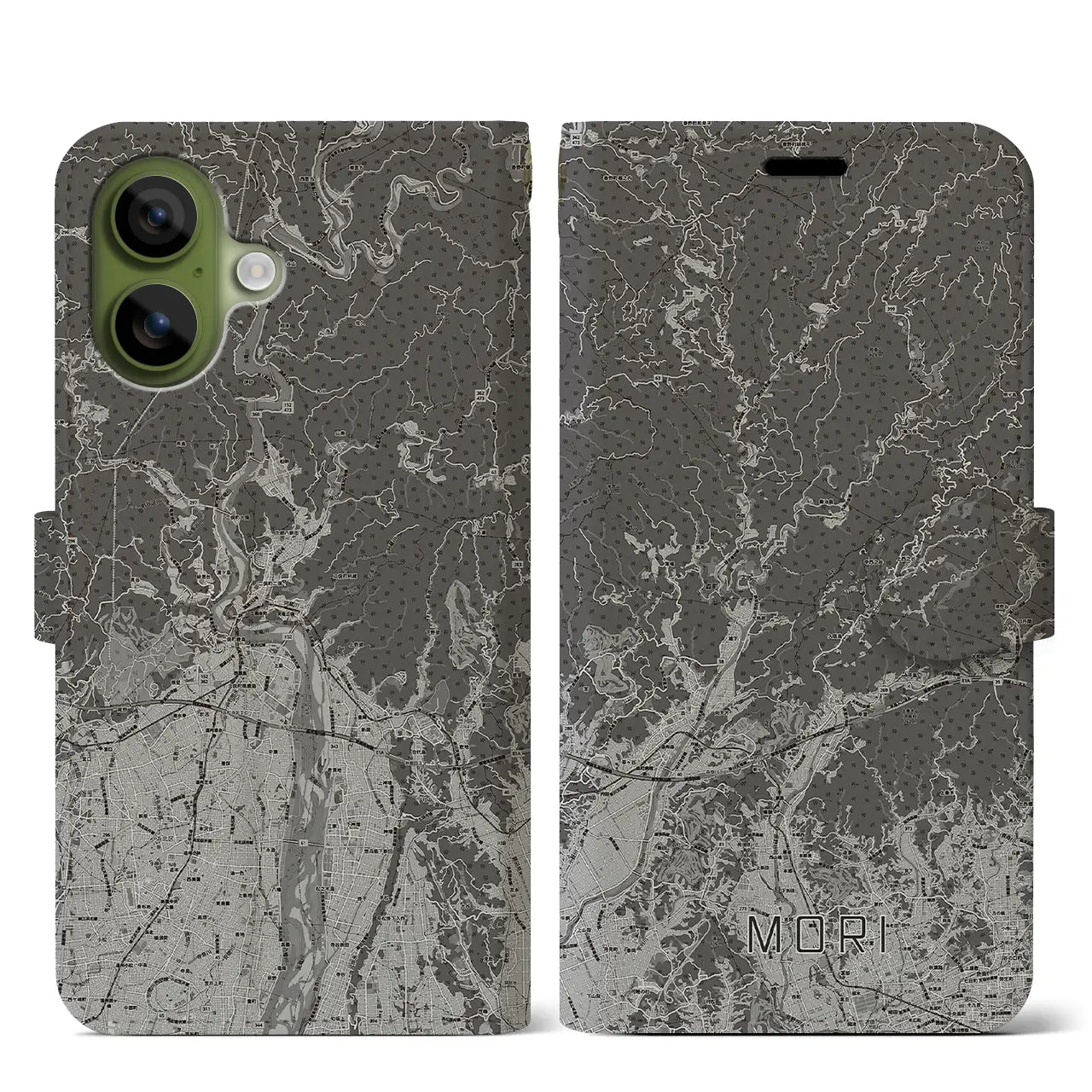 【森(静岡県)】地図柄iPhoneケース(手帳タイプ)