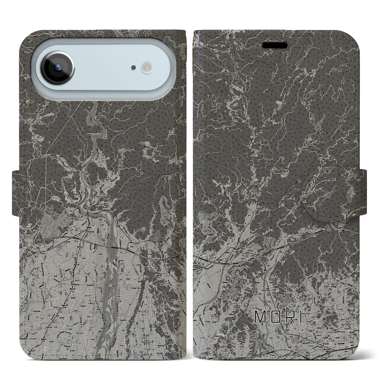 【森(静岡県)】地図柄iPhoneケース(手帳タイプ)