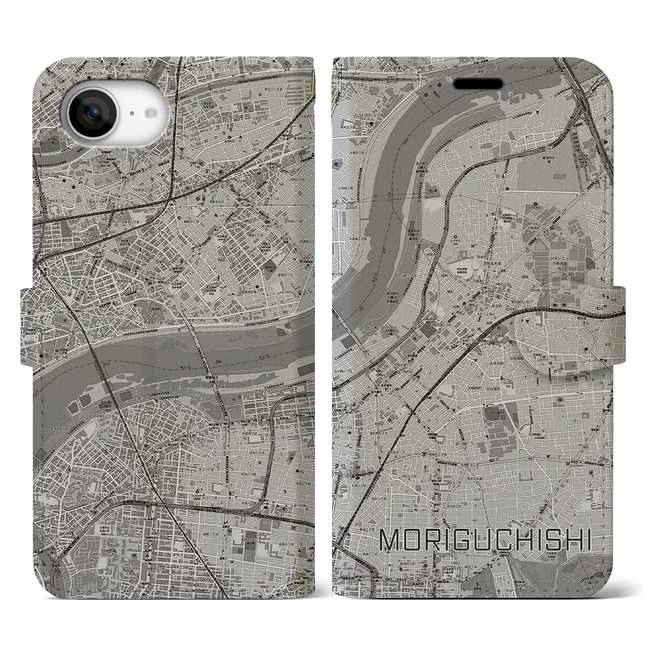 【守口市(大阪府)】地図柄iPhoneケース(手帳タイプ)