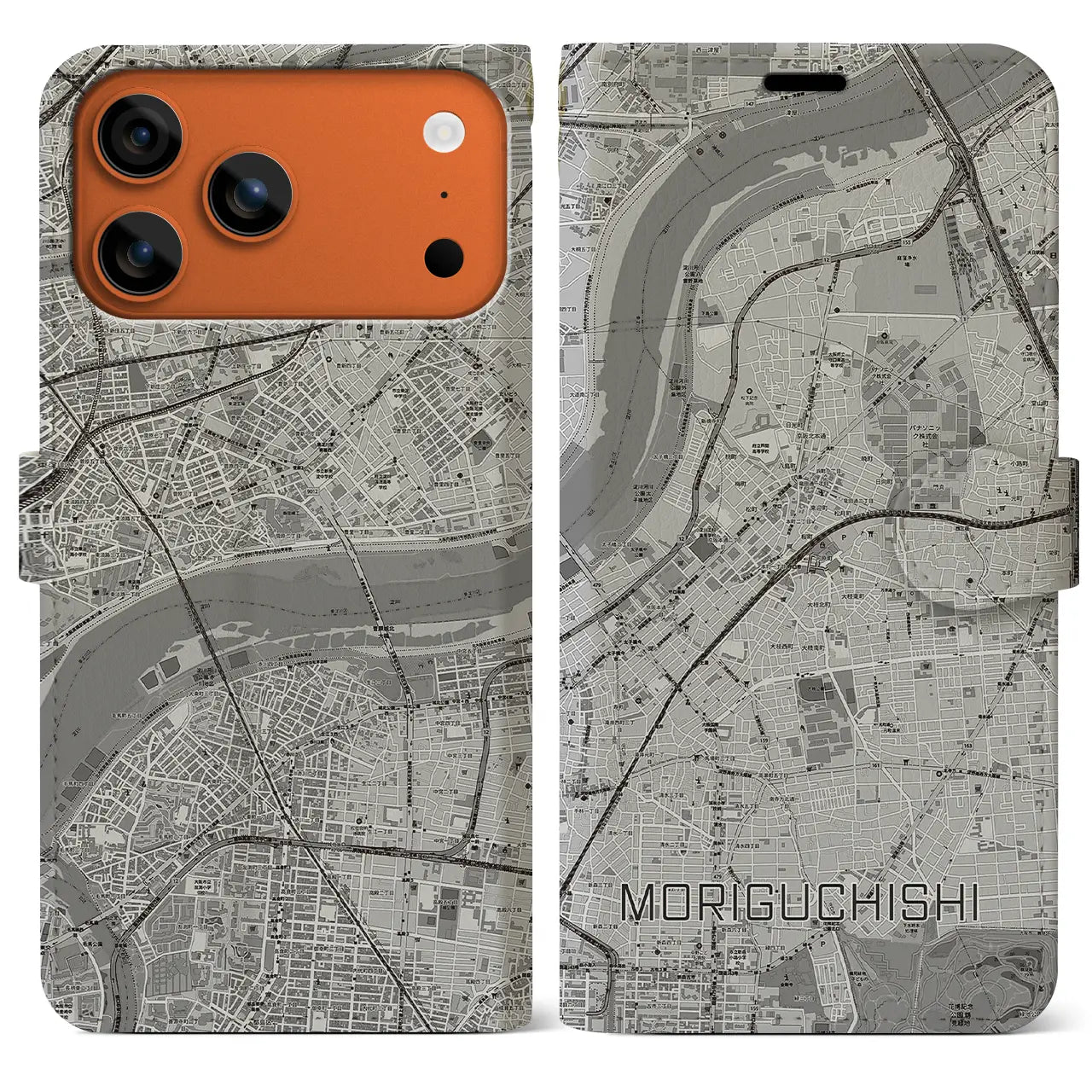 【守口市(大阪府)】地図柄iPhoneケース(手帳タイプ)