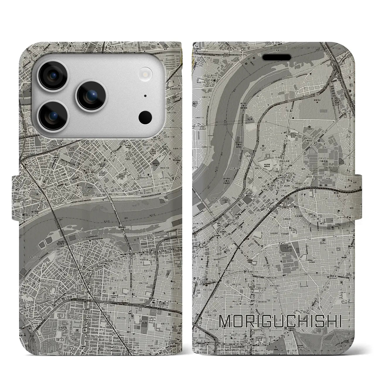【守口市(大阪府)】地図柄iPhoneケース(手帳タイプ)