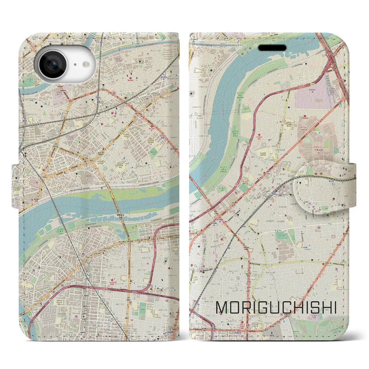 【守口市(大阪府)】地図柄iPhoneケース(手帳タイプ)