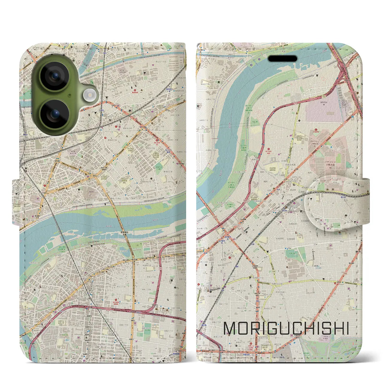 【守口市(大阪府)】地図柄iPhoneケース(手帳タイプ)