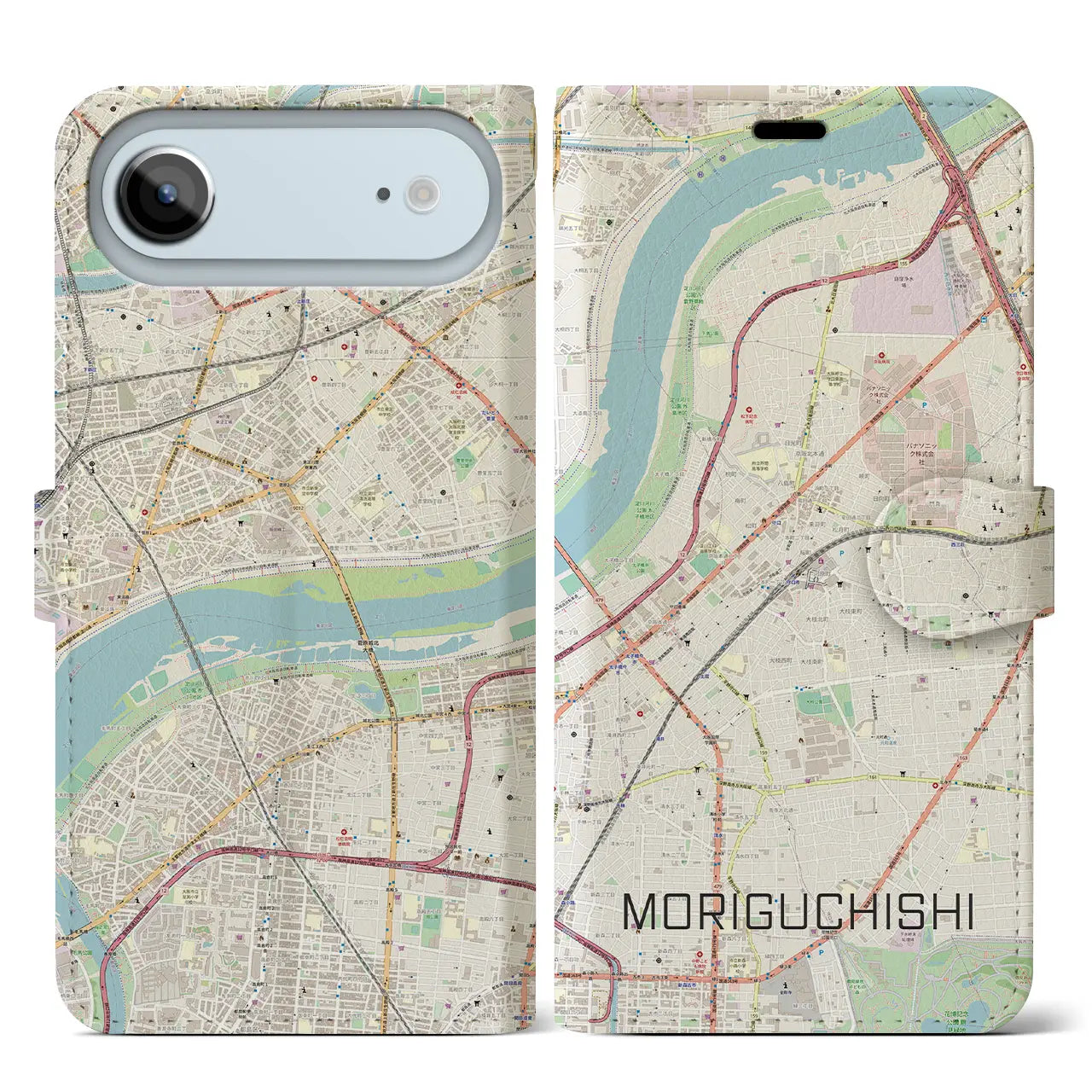 【守口市(大阪府)】地図柄iPhoneケース(手帳タイプ)ナチュラル・iPhone 17 Pro Max 用