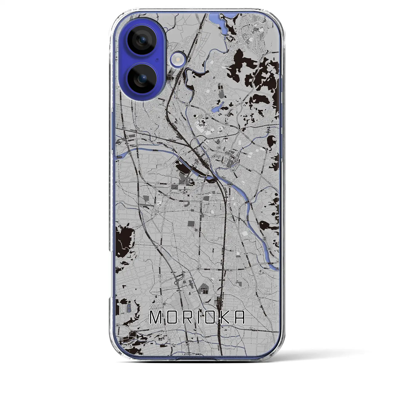 【盛岡(岩手県)】地図柄iPhoneケース(クリアタイプ)