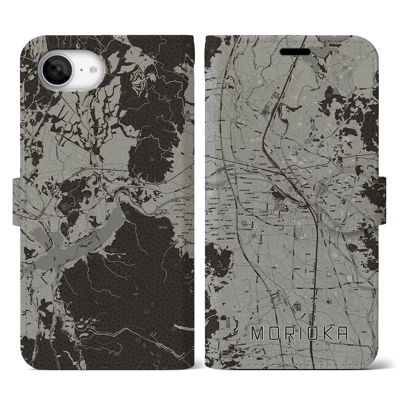 【盛岡(岩手県)】地図柄iPhoneケース(手帳タイプ)