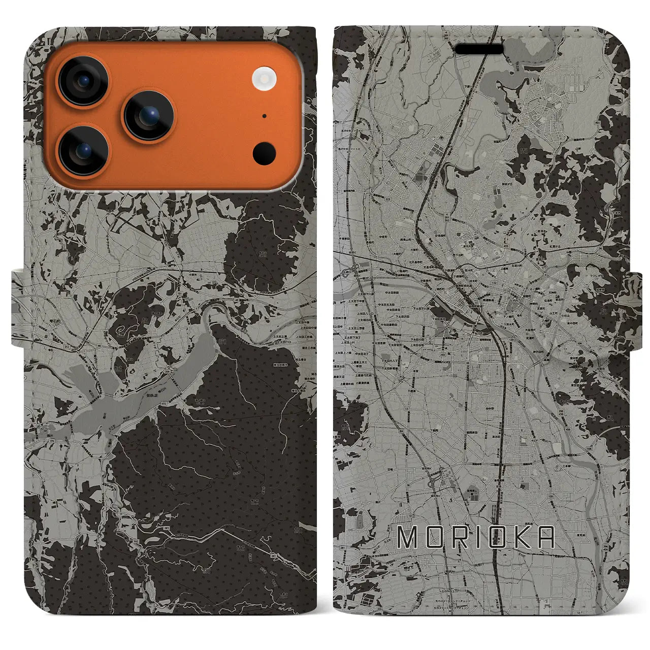 【盛岡(岩手県)】地図柄iPhoneケース(手帳タイプ)