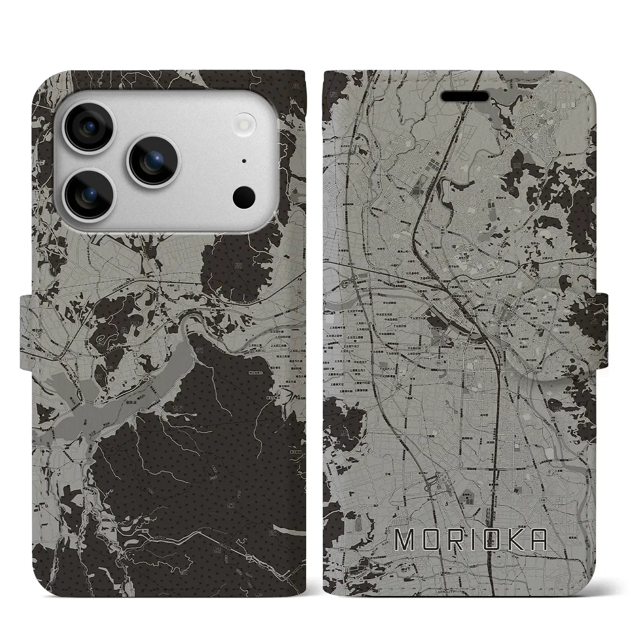 【盛岡(岩手県)】地図柄iPhoneケース(手帳タイプ)