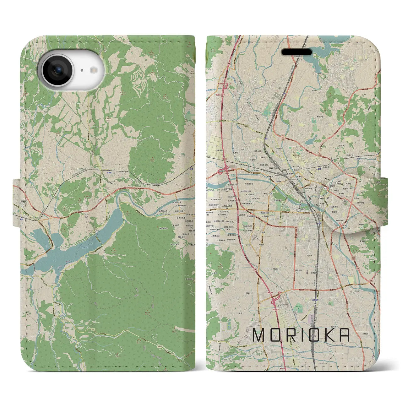 【盛岡(岩手県)】地図柄iPhoneケース(手帳タイプ)