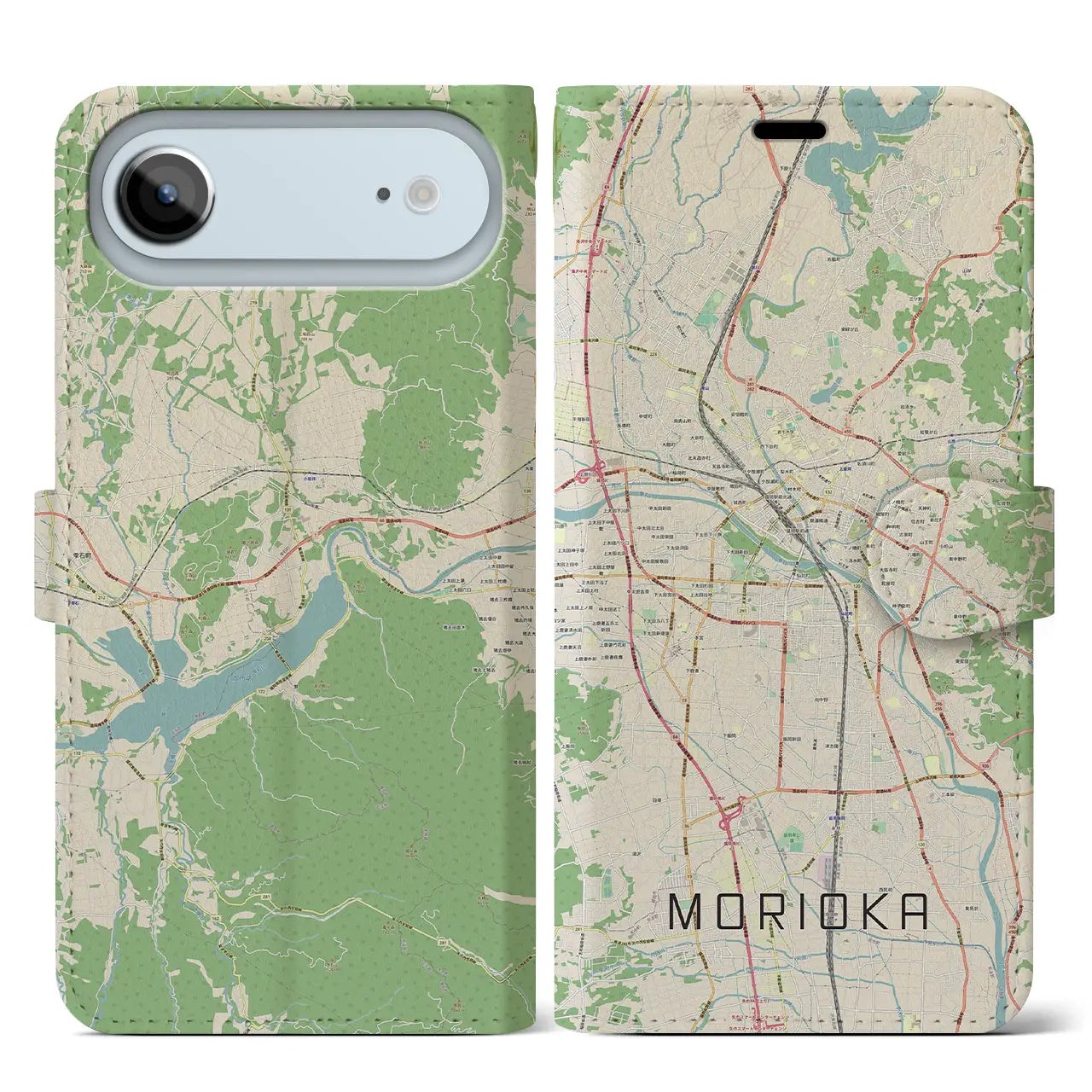 【盛岡(岩手県)】地図柄iPhoneケース(手帳タイプ)