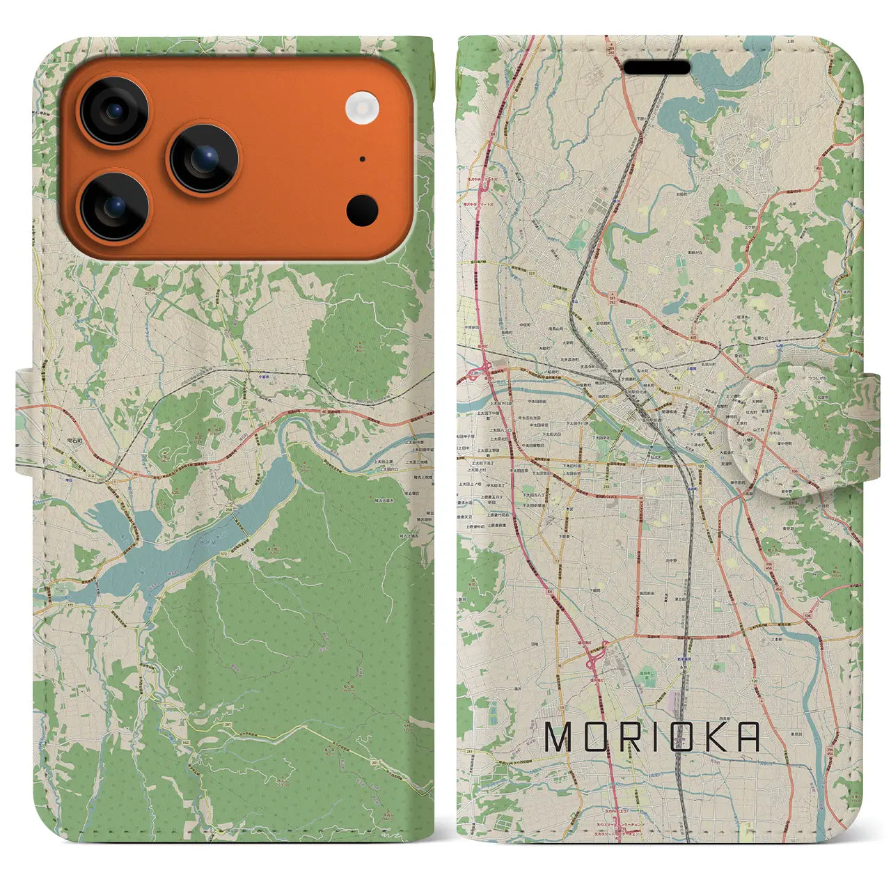 【盛岡(岩手県)】地図柄iPhoneケース(手帳タイプ)