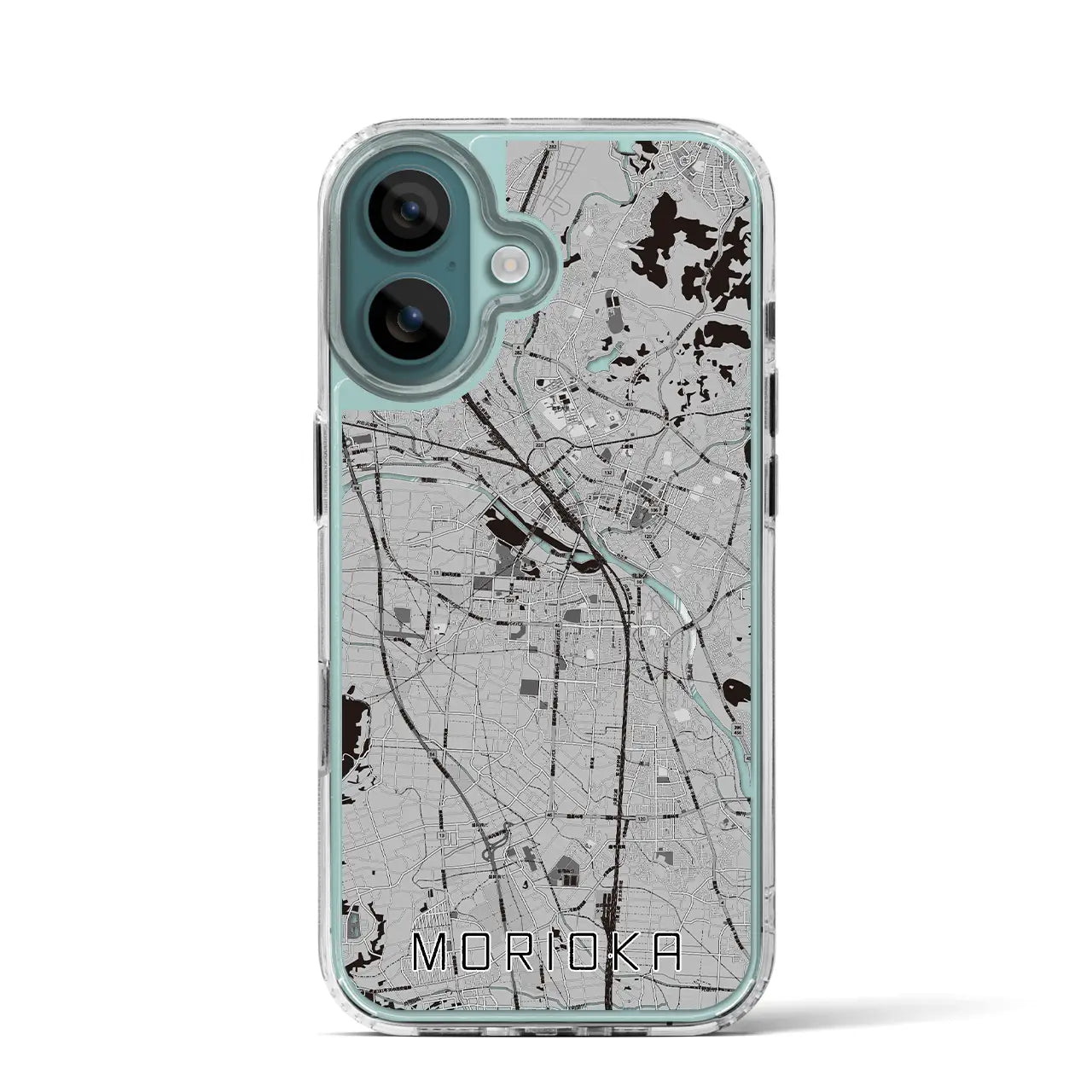 【盛岡(岩手県)】地図柄iPhoneケース(MagSafeタイプ)モノトーン・iPhone 16 Pro 用