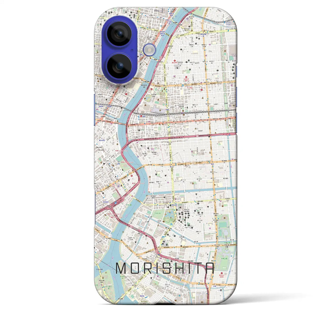 【森下(東京都)】地図柄iPhoneケース(バックカバータイプ)ナチュラル・iPhone 16 Pro Max 用