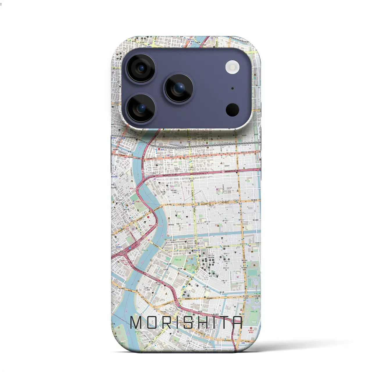 【森下(東京都)】地図柄iPhoneケース(バックカバータイプ)ブラック・iPhone 17 Pro Max 用