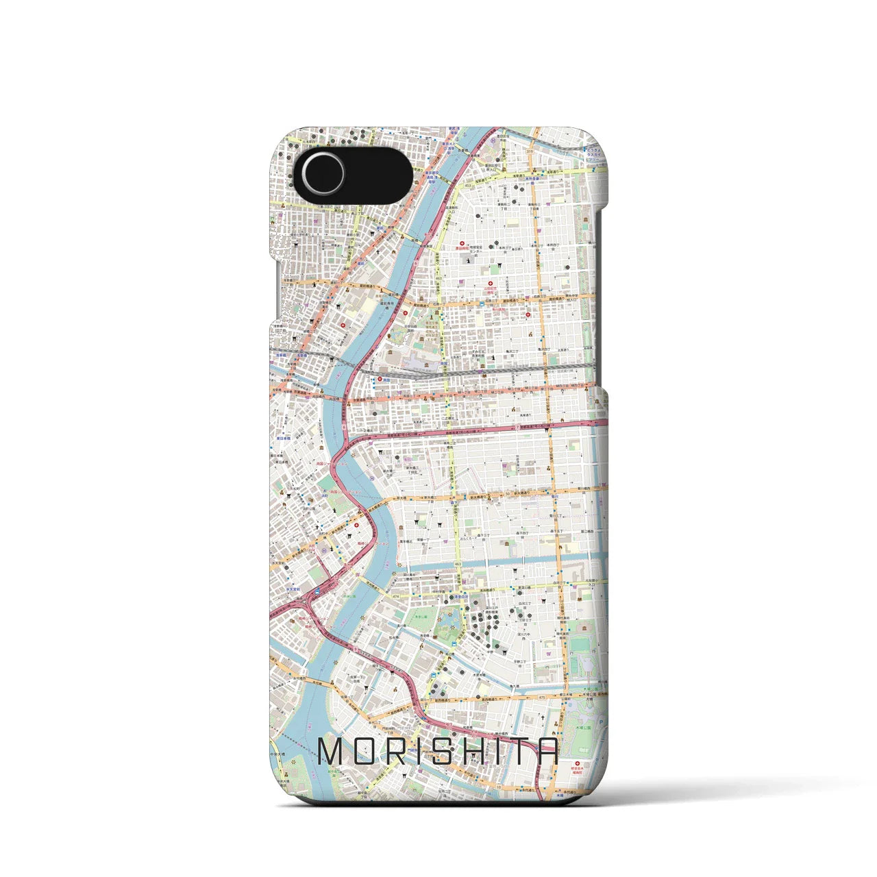 【森下(東京都)】地図柄iPhoneケース(バックカバータイプ)