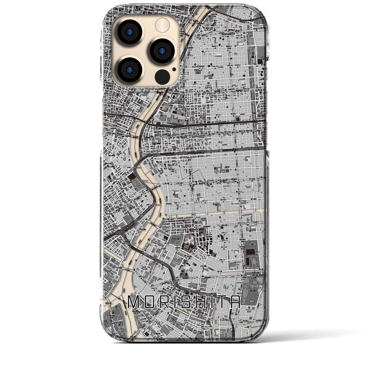 【森下(東京都)】地図柄iPhoneケース(クリアタイプ)モノトーン・iPhone 12 Pro Max 用