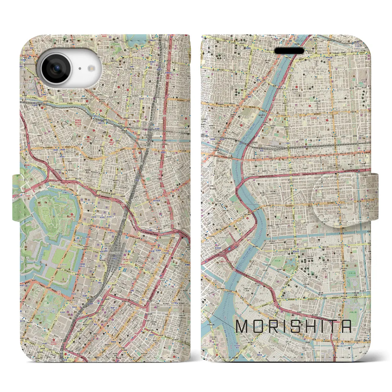 【森下(東京都)】地図柄iPhoneケース(手帳タイプ)
